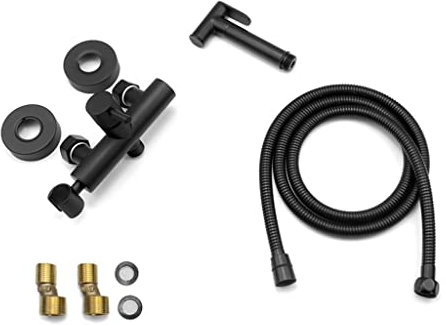 Handheld Bidet Sprayer Kit for Toilet with Hot and Cold Water Control Brass Portable Douche Set for Bathroom (Silver)