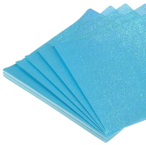QUARKZMAN 50 Blatt Glitzer Origami Papier 15x15cm Glänzendes Funkelndes Quadratisches Falt Papier 6x6 Zoll Irisierendes Papier für DIY Kunst, Handwerk Dekor, Blau