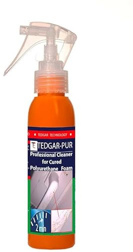 TEDGAR-PUR Bauschaum Entferner 100 ml - PU Schaum Entferner - Ideal zum Beseitigen von Montageschaum - Effektiver PU Schaum Reiniger - Auch zur Werkzeugreinigung Geeignet - Reiniger für Polyurethan