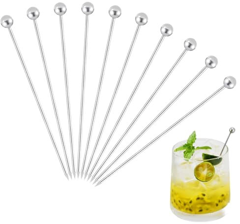 10 PCS Cocktail Sticks, Cocktail Garnish, Metal Cocktail Sticks, Reusable Cocktail Sticks for Food, Olive Picks, for Fruit Skewers Decorative Drinks Cocktails