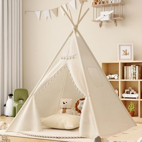 Tipi Zelt für Kinder, Tipi Zelt für Kinder Spielhaus Kinderzimmer Spielzelt, Faltbares Spielhaus für drinnen oder draußen, Spielzimmer Babyzimmer Deko (110X80X80 cm,B)