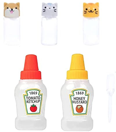 Fydun Mini Bouteilles de Sauce Soja en Plastique à Presser Bouteilles de Vinaigrette Contenants de Sauce Portables pour les Familles