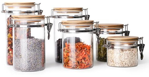 DECHOUS Barattolo Di Vetro Trasparente Con Coperchio Ermetico Contenitore Sigillato Per Alimenti Spezie Cereali Capacità Da Leggero e Portatile