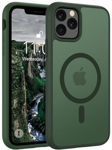 Andwing für iPhone 11 Pro Max Hülle Magnetisch [Kompatibel mit MagSafe] Matt Anti-Fingerprint Schutzhülle – Stoßfest Militärstandard (MIL-STD-810G), Ultradünn für iPhone 11 Pro Max.Grün