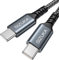 Câble USB C vers USB C 2M 60W PD Cable Charge Rapide Nylon Tressé Câble USB Type C Compatible avec Galaxy S21 S20 S10 S9,Note 10 9,Huawei P30 P20 P10 Mate30,Google Pixel-Gris