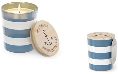 la Vida Duftkerze im Glas mit Deckel, OZEAN-Duft, Serie MARITIM (Zuhause ist, wo der Anker fällt)