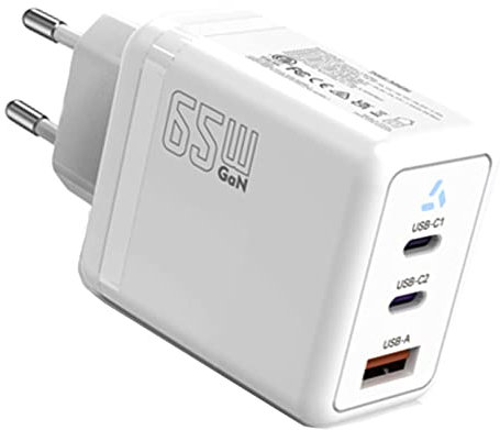 USB C Ladegerät 65W 3-Port USB-C Netzteil PPS Schnellladegerät PD Charger 65W kompatibel mit Mac-Book Pro/Air, lPhone 16/16 Pro Max/15, Galaxy S24 Ultra, Pixel, Steam Deck (Weiß)