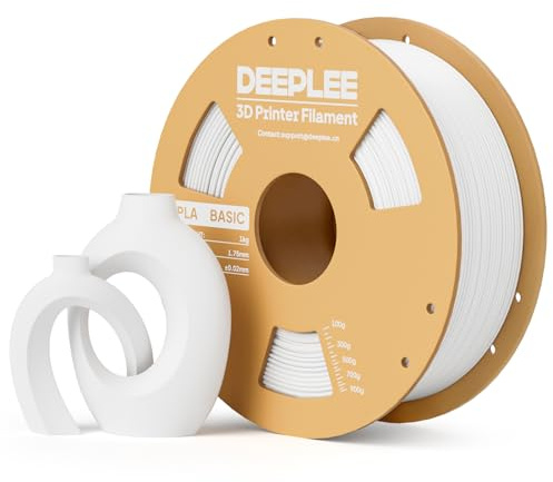 DEEPLEE Basic PLA Filament 1.75mm Weiß 1KG | Glatte Oberfläche, sauber gewickelt, Stärkere Zähigkeit 3D Drucker Filament
