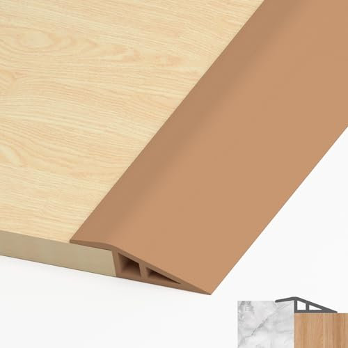 LIHIQIYA Perfil de Transición Autoadhesivo PVC Perfil, Transición Suelo Desnivel Autoadhesivo para Diferencia Tapajuntas Suelo Perfil de Unión para Suelos (Marrón, 5mm a 10mm, 1M)