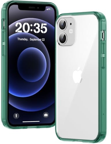 Voyahülle Clear Case for iPhone 12 Mini, Ultra Thin Shockproof TPU Cover, Anti-Yellowing Crystal Clear Phone Case for Apple iPhone 12 Mini - Green