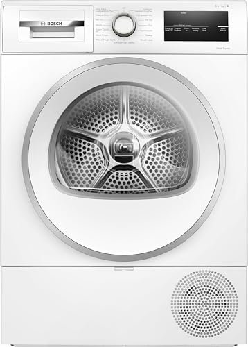 Bosch, Series 4, WTH85224GB, 8kg Heat Pump Tumble Dryer with AutoDry, Time delay/Time remaining, LED Display, Silver/White door