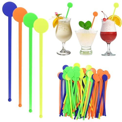 Scettar 90 PCS Touillettes Cocktail Reutilisable,18 cm Agitateur Cocktail Acrylique Réutilisables,pour Cocktails, Café, Jus de Fruits (Quatre Couleurs) | Agitateur Cocktail Acrylique Réutilisables,pour Cocktails, Café, Jus de Fruits