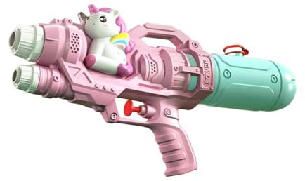 Milageto Pistola d'Acqua per Bambini E Adulti, Giocattolo Acqua Doppio Foro, Portata 5-8 M, Fucile Ad Acqua per Feste All'aperto in Giardino, Unicorno Rosa