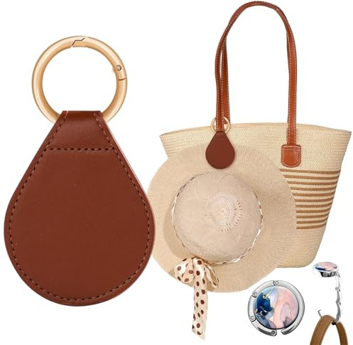 BelleVive Clip à Chapeau magnétique pour Voyages, Sacs et Cabas, Clip à Chapeau de Plage en Paille magnétique, Accessoire de Sac, Accessoire de Voyage Essentiel en Vacances (Marron)