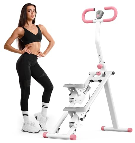 Brolteja 2025 Neuer Home-Fitness-Stepper, tragbarer Cross-Training-Stepper mit LCD-Bildschirm, einstellbare Höhe, geeignet für Fitness, Innen- und Außenbereich, Weiß