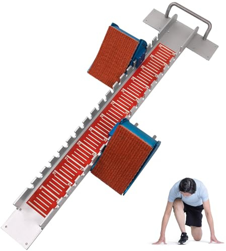 32-tums startblock för friidrott, startblock för friidrott med 6 justerbara vinkelpedaler, sprinterblock i aluminiumlegering med tydlig skala, för inomhus- och utomhusbanor av plast