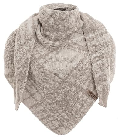 KNIT FACTORY - Lea Dreiecksschal - 190x85 cm | Damen Strickschal mit Wolle - Umschlagtuch für den Herbst und Winter - Winterschal - Dreieckstuch