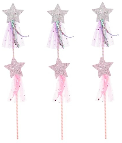 Garneck 6 Bâtons de Princesse Légers en Polyester Design Élégant pour Garçon et Filles, pour Jeux Quotidiens et Performances Scéniques, Lot de 6 Baguettes Étoilées