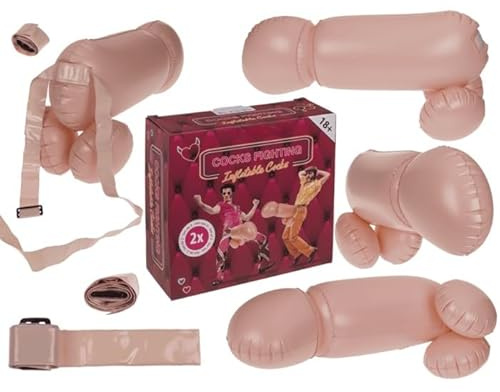 Aufblasbares Hahnenkampf-Set, Kunststoff, Rosa, 52 x 18 x 21 cm, 2-teiliges Set, für Erwachsene, mit Geschenkbox