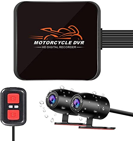 VSYSTO WiFi Motorrad Dashboard Kamera, HD 1080P, Starlight-Nachtsicht, 130° Weitwinkelinse Vorder und Hinterkameras Motorrad DVR System, Kabelsteuerung, Wasserdicht, G-Sensor, Loop-Aufnahme (D6L)