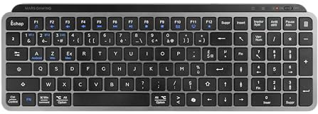 Mars Gaming MK-SILENKEYS, French, Compact Full-Format Wireless Keyboard, Low Profile, Silent Scissor Switches, Copilot AI Key, Bluetooth 5.1 Dual 2.4GPRO, 200h Battery, PC, Mac, Black
