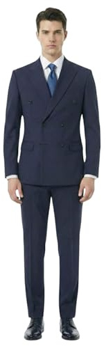 ıdeal Eleganter 2-Teiliger Herren Business Anzug, Klassischer Doppelreihiger Anzug, Dunkelblau, Formeller Anzug für Geschäft und Besondere Anlässe (DE/NL/SE/PL, Numerisch, 54, Regular, Regular)