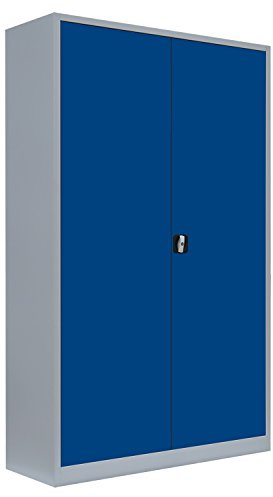 Aktenschrank Büro Metallschrank abschließbar grau/blau 195x120x60cm | komplett montiert, Lagerschrank, 1195mmx530mm