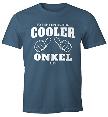MoonWorks Herren T-Shirt So Sieht EIN richtig EIN richtig Cooler Onkel aus Fun-Shirt Denim M