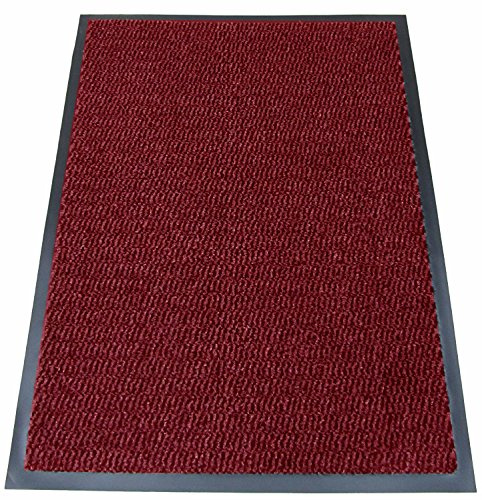 TrendMakers Machine Washable Wine Red/Black Heavy Quality Non Slip Hard Wearing Barrier Mat/Dirt Trapper Home Office - 15 Sizes (90cm x 150cm)