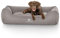 Knuffelwuff Hundebett Crispino aus Velours mit Handwebcharakter XL 105 x 75cm Grau - Abnehmbarer Bezug - leicht zu reinigen - für große, mittelgroße und kleine Hunde