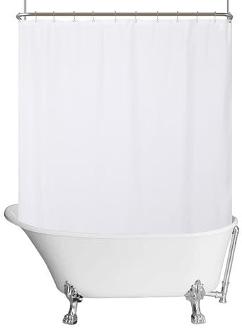 N&Y HOME Rideau de douche enveloppant en tissu imperméable avec pattes de griffes, de 457,2 x 177,8 cm - 36 crochets inclus, tissu respirant, lavable en machine - Blanc - 457,2 x 177,8 cm