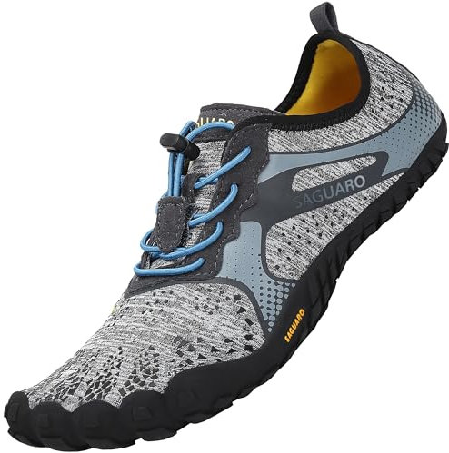 SAGUARO Barefoot Hombre Mujer Zapatillas de Trail Running Ligeras Cómodas Minimalistas Zapatos Descalzos, Hm Gris 41