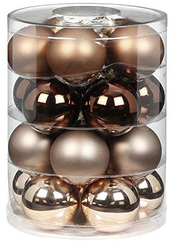 MAGIC Weihnachtskugeln Glas 6cm 20 STK. Christbaumkugeln Farbe: Elegant Lounge (Schokolade braun)