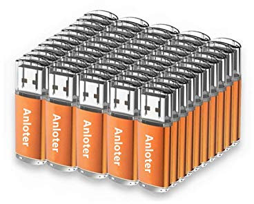 Anloter - Chiavetta USB Flash Drive, 50 pezzi, per computer, laptop, Mac, tablet, regalo (32 MB,Arancione) (Attenzione; La capacità è MB, non GB)