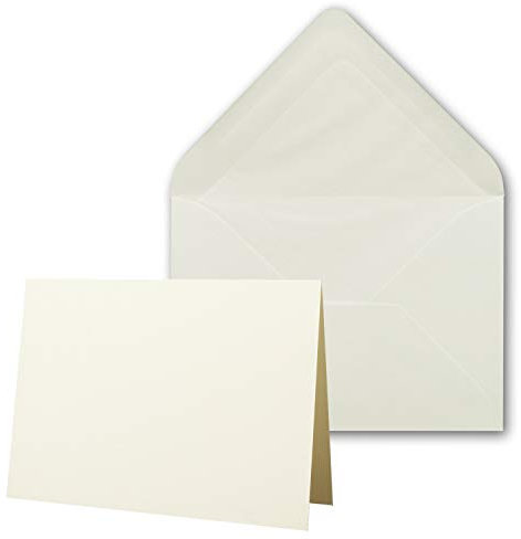 25 x Kartenpaket mit gefütterten Brief-Umschlägen - gerippt - DIN A6/C6 - Naturweiß - 10,5 x 14,8 cm - Nassklebung - NEUSER PAPIER