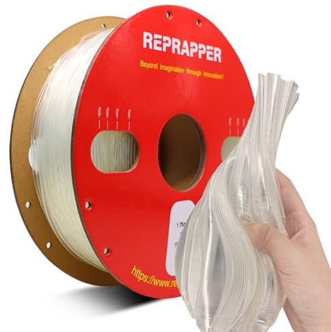 RepRapper TPU Filament 1.75 mm, 95A TPU 3D Printer Filament, Flexible and Soft, Intelligent Identification,Supports High Speed, Dimensional Accuracy +/- 0.03, 1kg Spule (2.2 LBS), TPU Transparent