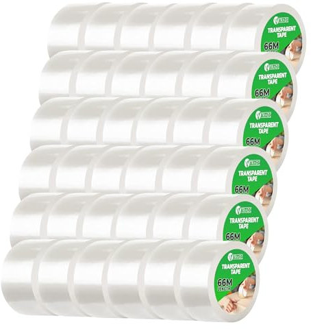 V1 TRADE Nastro Adesivo Pacchi da Imballo Trasparente 48 mm x 66 m - 36 x Nastro da Imballaggio Resistente ai UV
