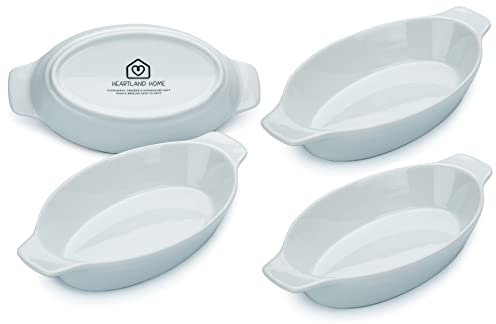 Heartland Home Lot de 4 mini cocottes ovales en porcelaine pour chou-fleur, bols à banane, plats de service individuels, petits plats à gratin individuels