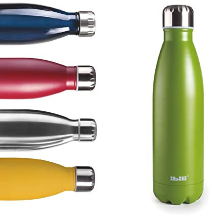 IBILI Botella termo doble pared musgo 500 ml, Acero Inoxidable 18/10, Doble pared, Reutilizable