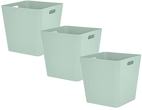 #11 3 x Ordnungsbox - 30 cm hoch - grün - 30 x 30 cm - Ordnungskorb - Regalorganizer Wandregal Box für Würfelregal Ordnungssytem