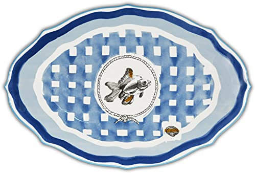 Baci Milano Colección COASTAL Plato ovalado grande Porcelana - 40,5 x 26,5 cm