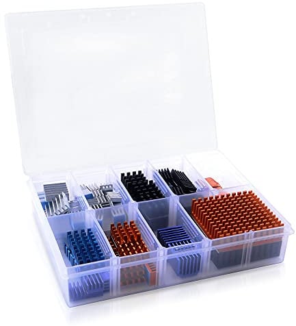 GeeekPi 102 pezzi (12 misure diverse) Kit dissipatore di calore con nastro conduttivo, dissipatore di calore in alluminio e dissipatore di rame per Raspberry Pi A B + 2/3/4