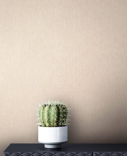 Newroom Tapete Beige Vliestapete Einfarbig - Unitapete Uni Textil-Optik Struktur Modern inkl. Tapezier-Ratgeber