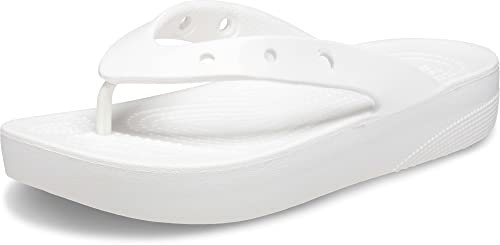 Crocs Women's Classic Platform Flip W Clog, White, 3 UK