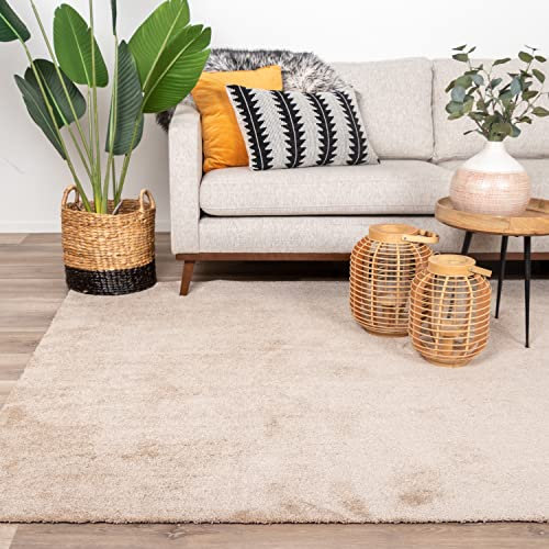 FRAAI | Home & Living Waschbarer Teppich - Clean Beige - Polyester - Kurzflor - Einfarbig - Waschbar in Waschmaschine - Modern - Wohnzimmer, Esszimmer, Schlafzimmer - Carpet
