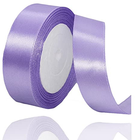 Hellviolettes Band, 2,5 cm x 22,7 m, Satin-Stoff-Seidenband für Geschenkverpackungen, Haarschleifenherstellung, Blumensträuße, Kränze, DIY-Nähprojekte, Hochzeit, Babyparty und handgefertigte Bordüre