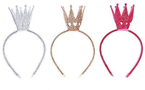 Nv Wang Krone Stirnband Prinzessin Krone Haarreif Glitter Haarschleife Baby Geburtstag Party Tiara 3 Stück