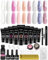 Poly Nail Gel Kit, Phoenixy 15ml 9 Colours Poly Nail Extension Gel Set Builder Enhancement Starter Kit with Slip Solution Basic Manicure Tools Gift for Women
