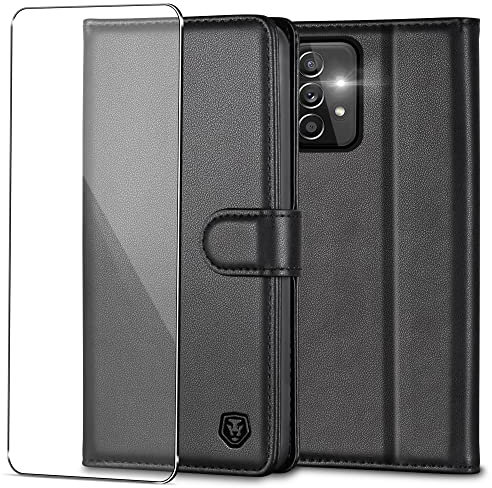 Kuafcase Handyhülle für Samsung Galaxy A33 5G Hülle mit Panzerglas Schutzfolie Premium PU Leder Klapphülle Brieftasche Kartenfach Ständer Magnet Etui Handytasche
