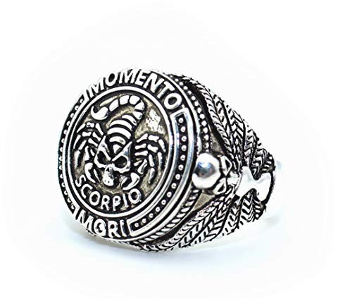 Skorpion Ring für Männer, Gothic Skorpion Schädel Ring, Vintage Skorpion Sternzeichen Sternbild Ring, Retro Skorpion Totem Amulett Ring, Halloween Biker Ringe, Punk Tier Schädel Schmuck(17.3)